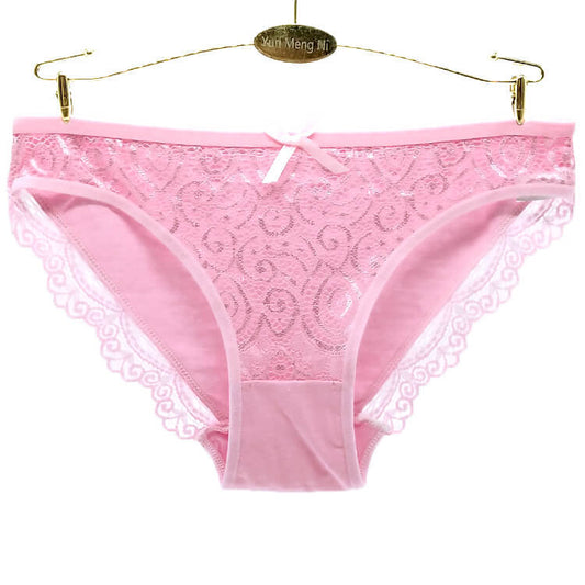 Women's solid color cotton lace panties