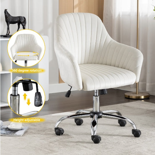 Accent Chair Modern Home Office Leisure Chair With Adjustable Velvet Height And Adjustable Casters