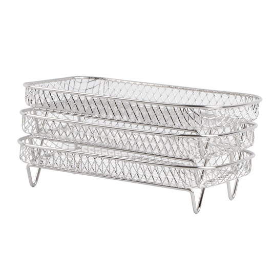 3 Pcs/Set Air Fryer Rack Compatible for Ninja DZ201 Foodi Three Stackable Dehydrator Racks Stainless Steel Air Fryer Stand Air Fryer Accessories